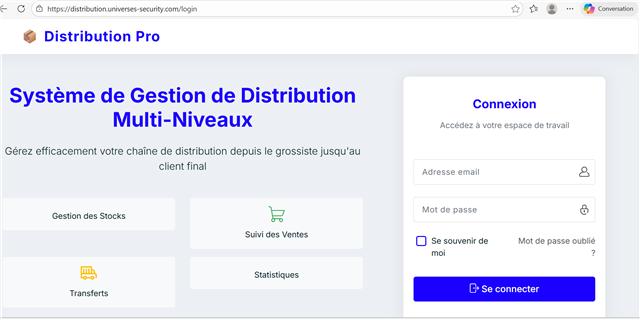 Aperçu du projet Gestion de distribution