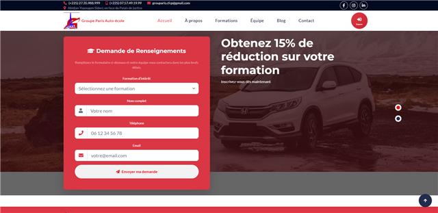 Aperçu du projet Groupe Paris Auto-école