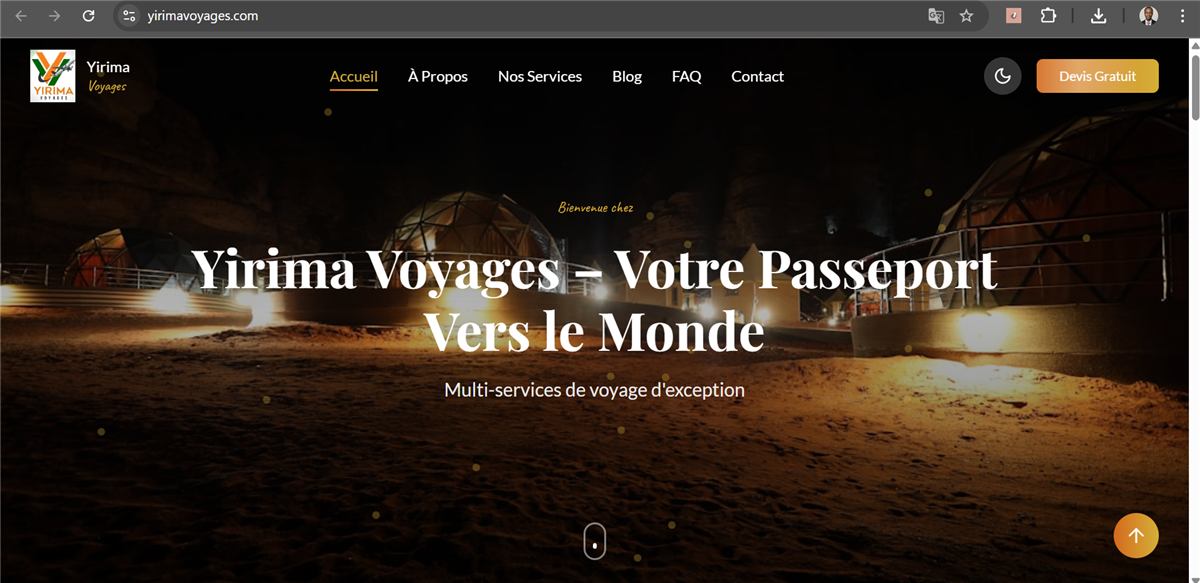 Aperçu du projet Yirima Voyages